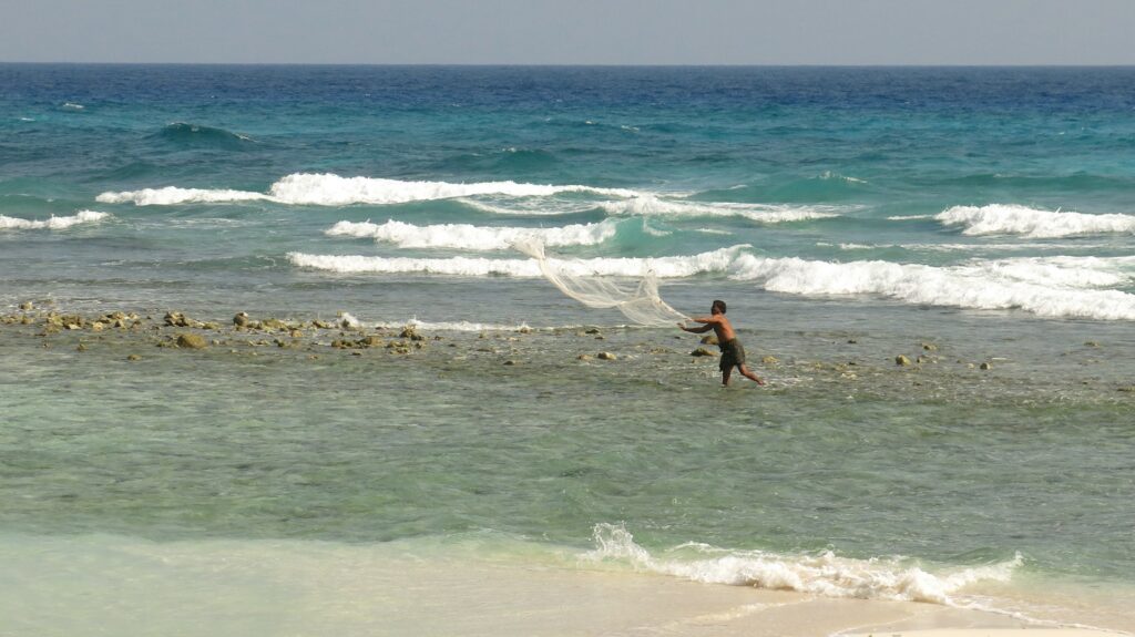 A traditional fishing method, still practised in the Lakshadweep archipelago.